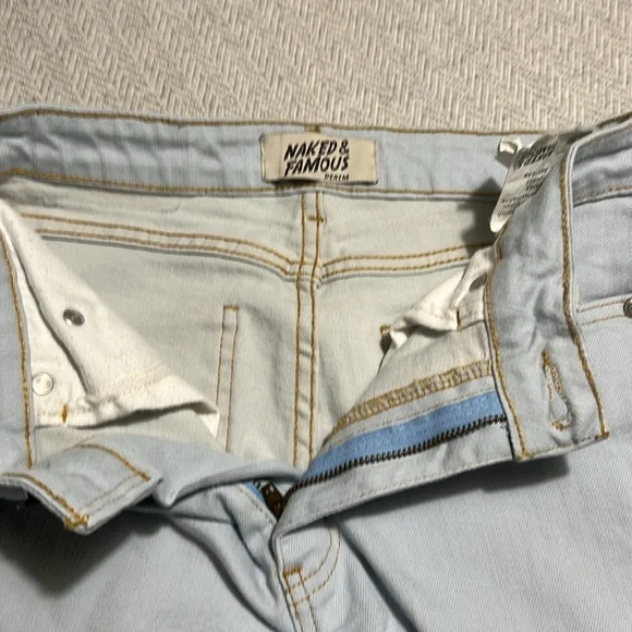 Naked & Famous Denim Light Wash Women's Cropped cuffed Jeans.  Size 29 - Picture 9 of 11
